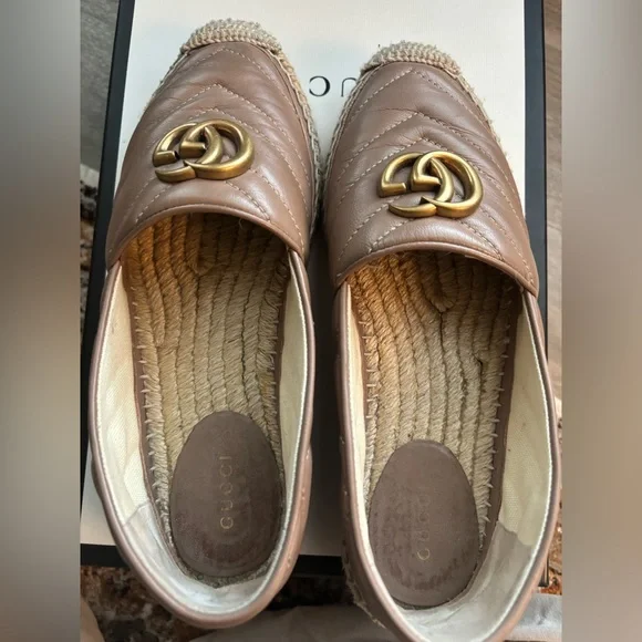 Gucci Leather Espadrille with Double G-Authentic - Beige/Mauve
